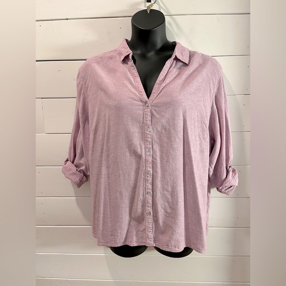 💜 SIGRID OLSEN – Rose mauve blouse – Size 3X - Picture 1 of 12